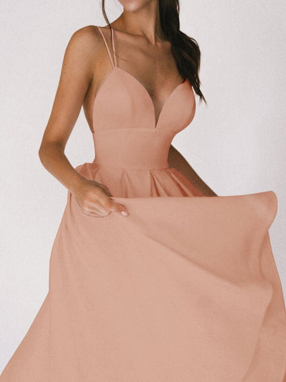 Gabriella – Robes en satin à bretelles croisées