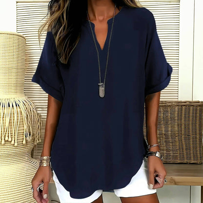 Evelyn™ - BLOUSE UNIE ÉLÉGANTE AVEC UN STYLE SOPHISTIQUÉ