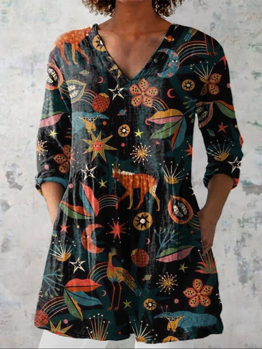 Harper | Chemise V-Neck Woodland de Minuit