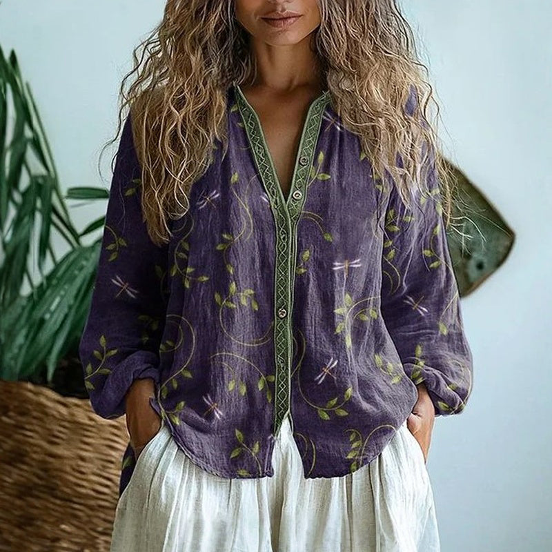 Ambre | Blouse Feuille Vintage