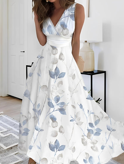 Lucie - Robe maxi élégante avec décolleté en V et imprimé floral pour femmes