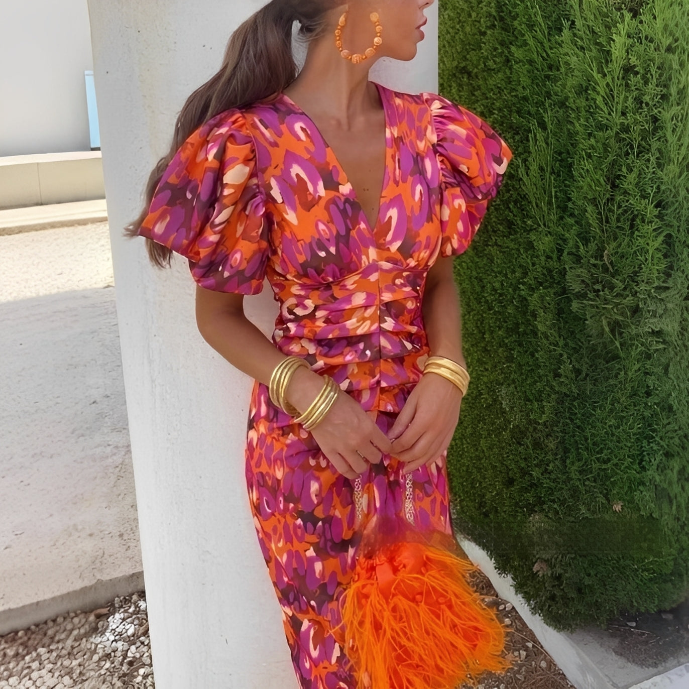 Stacey - Robe élégante ajustée avec imprimé pour femmes