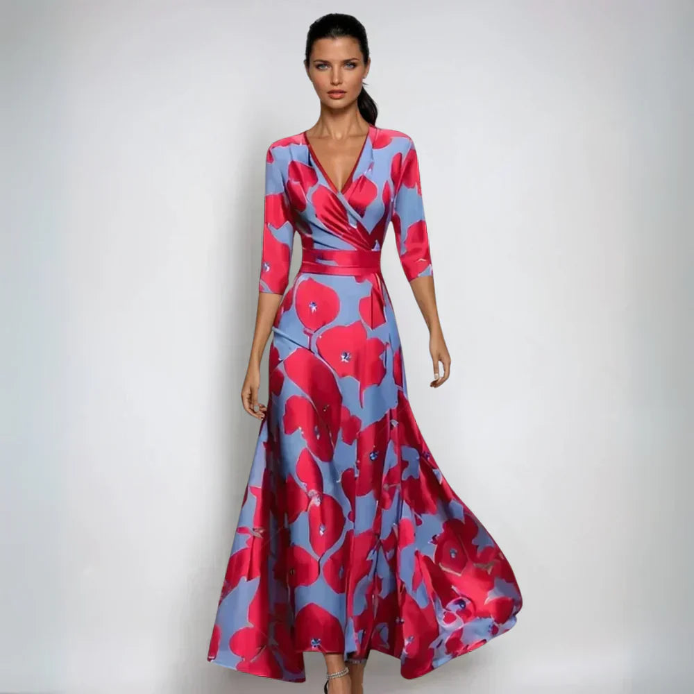 Lindsey – Robe élégante enveloppante avec imprimé floral