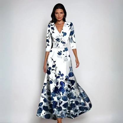 Lindsey – Robe élégante enveloppante avec imprimé floral