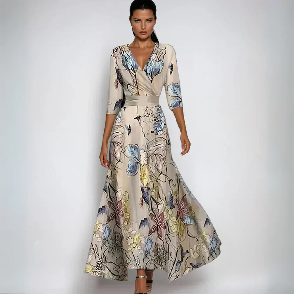 Lindsey – Robe élégante enveloppante avec imprimé floral