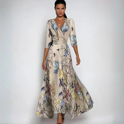 Lindsey – Robe élégante enveloppante avec imprimé floral
