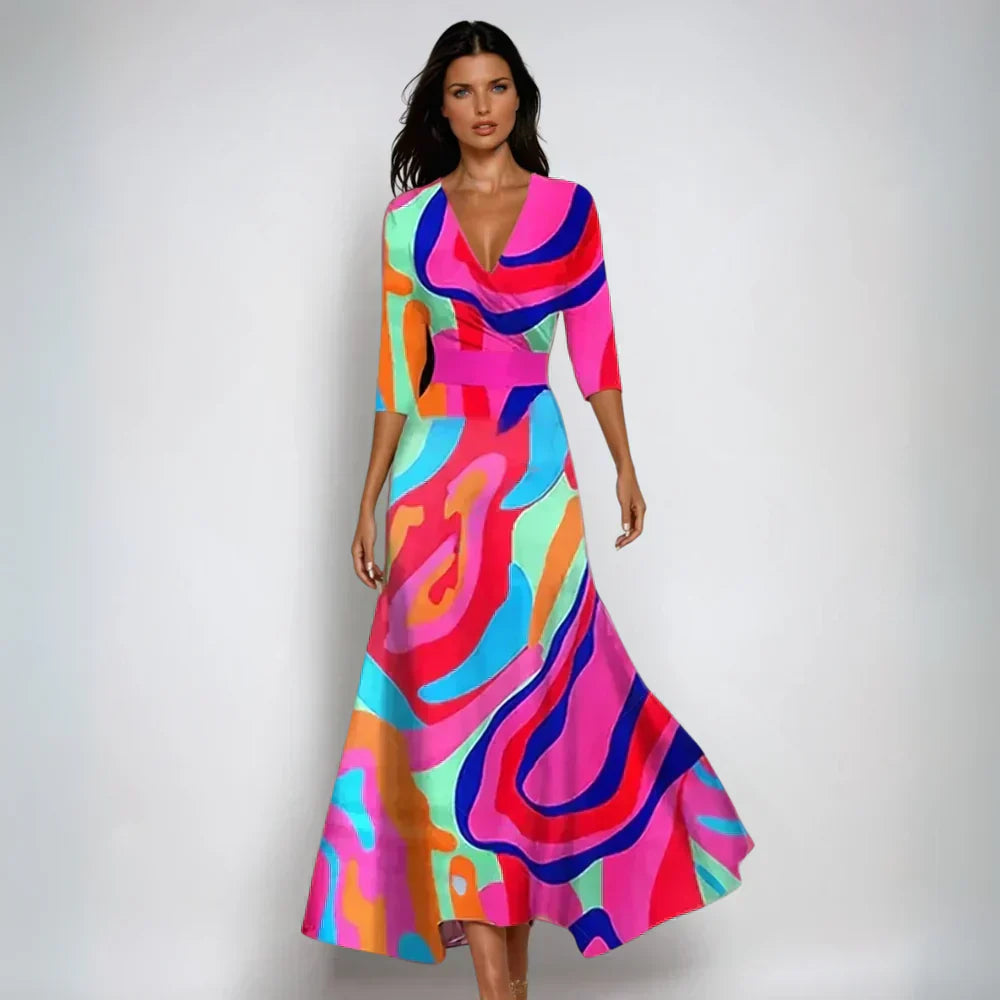 Lindsey – Robe élégante enveloppante avec imprimé floral