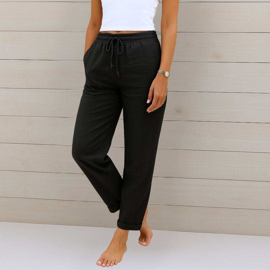 Susy - Pantalon Stretch en Lin Respirant Premium