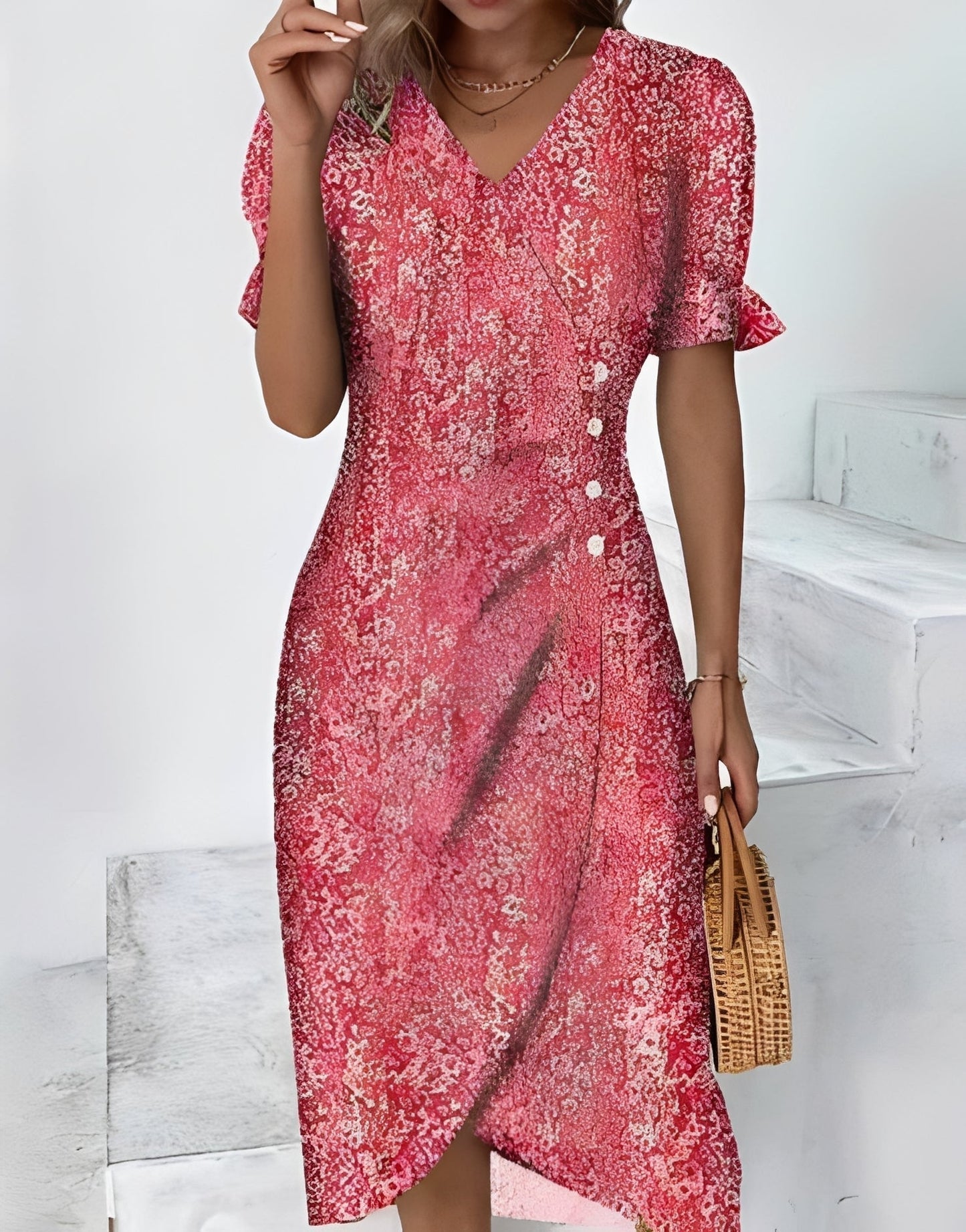 Rachael - Robe enveloppante décontractée avec imprimé floral pour femmes