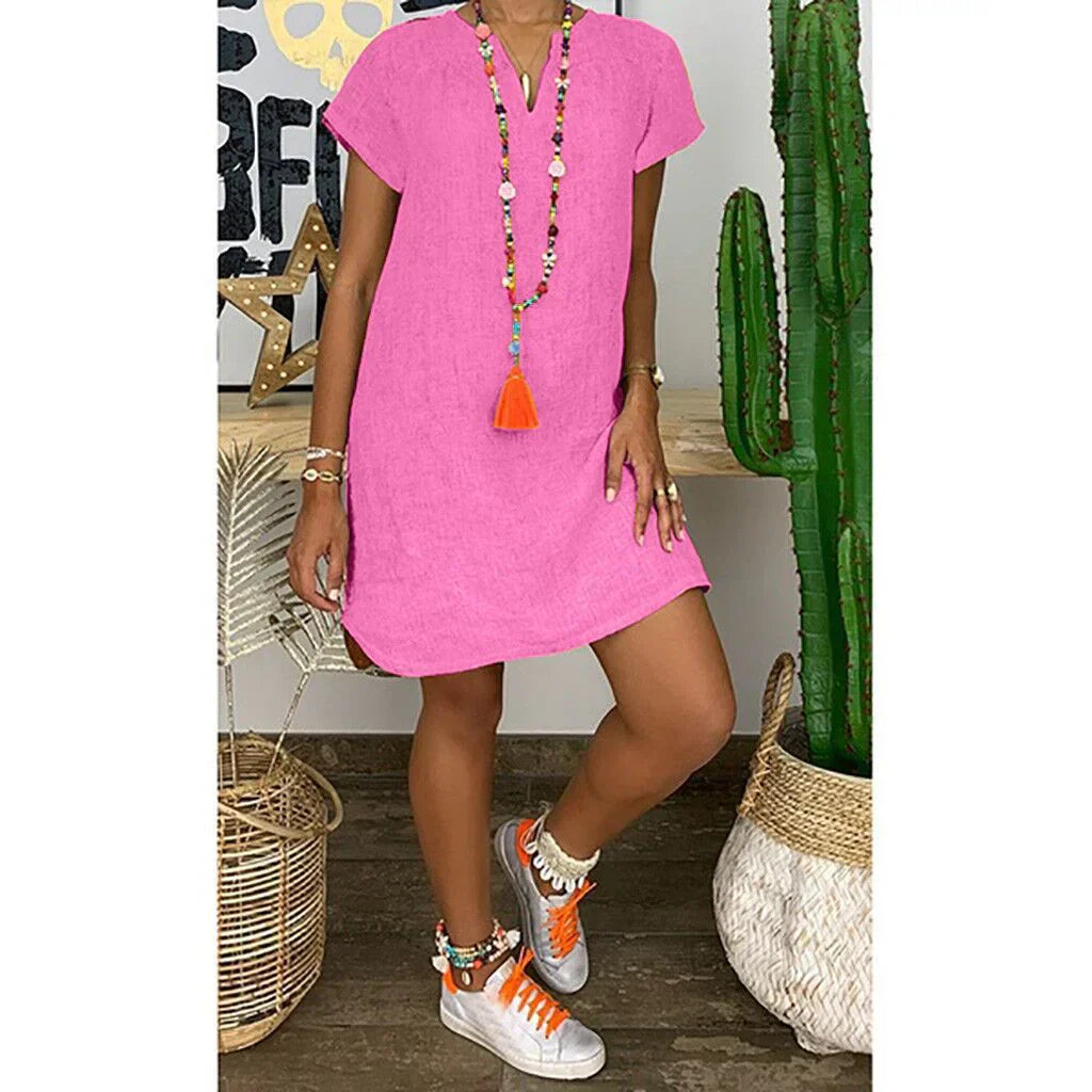 Gina - Robe en lin et coton à coupe ample