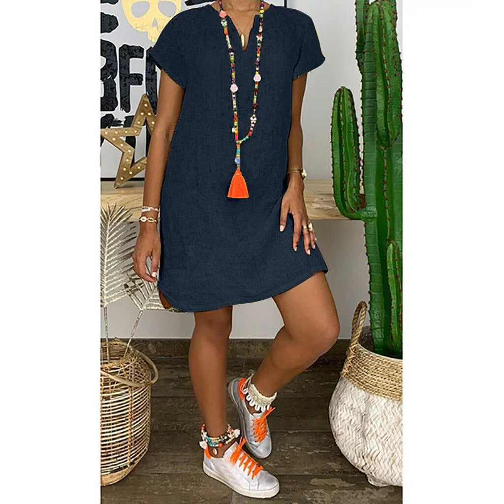 Gina - Robe en lin et coton à coupe ample