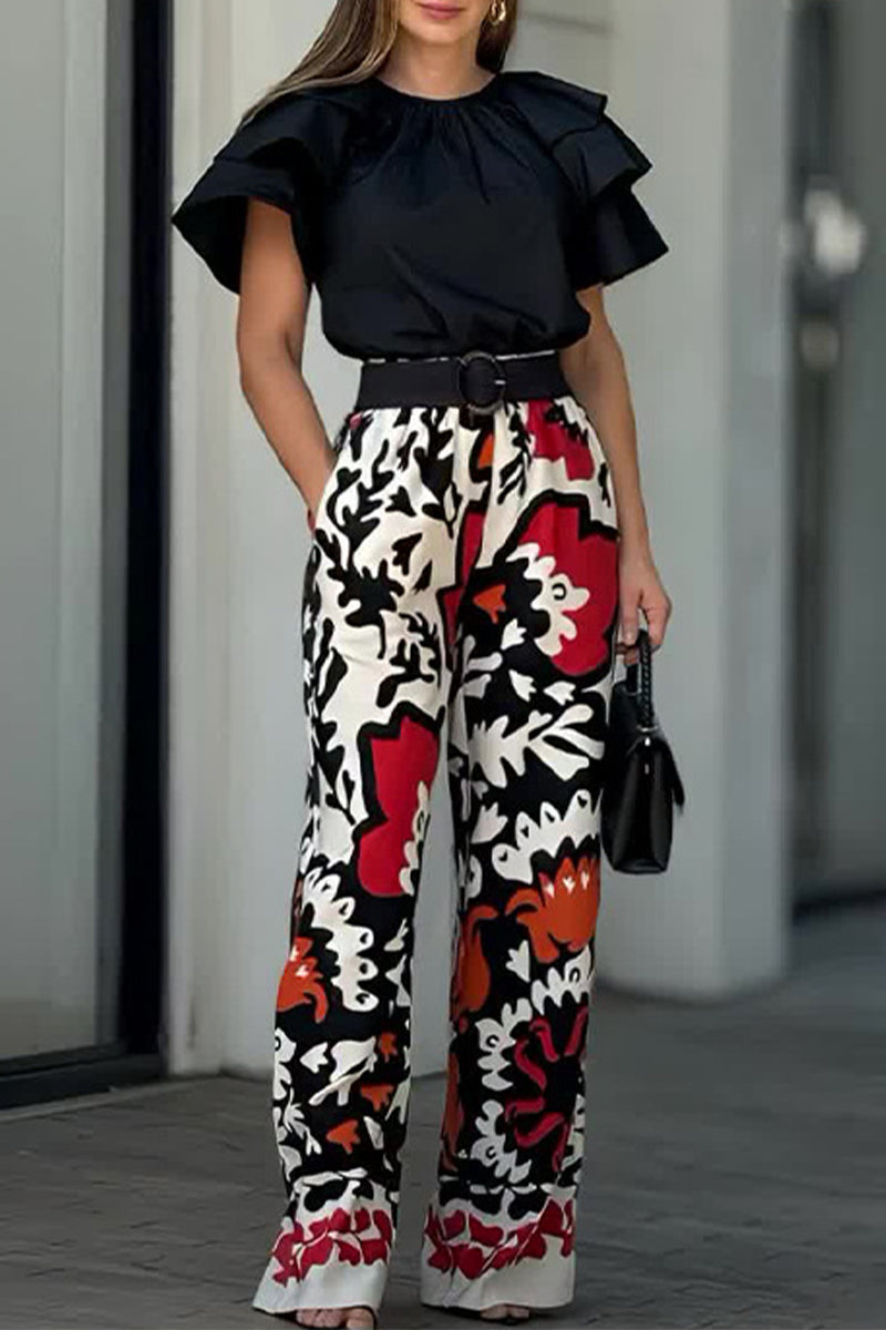 NALANI – ENSEMBLE DEUX PIÈCES FLORAL CASUAL AVEC POCHES