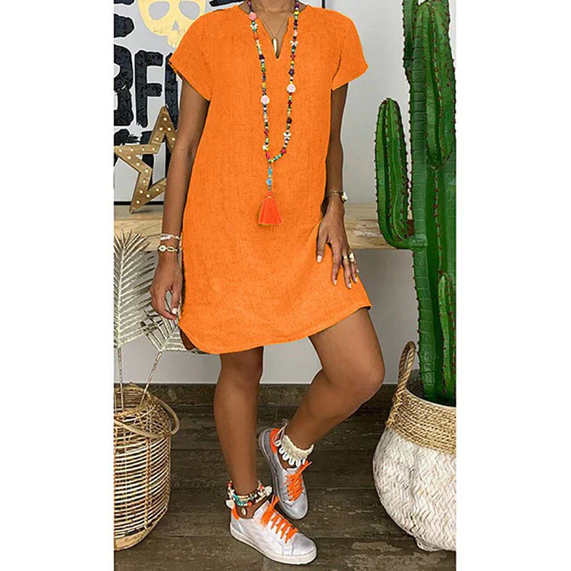 Gina - Robe en lin et coton à coupe ample