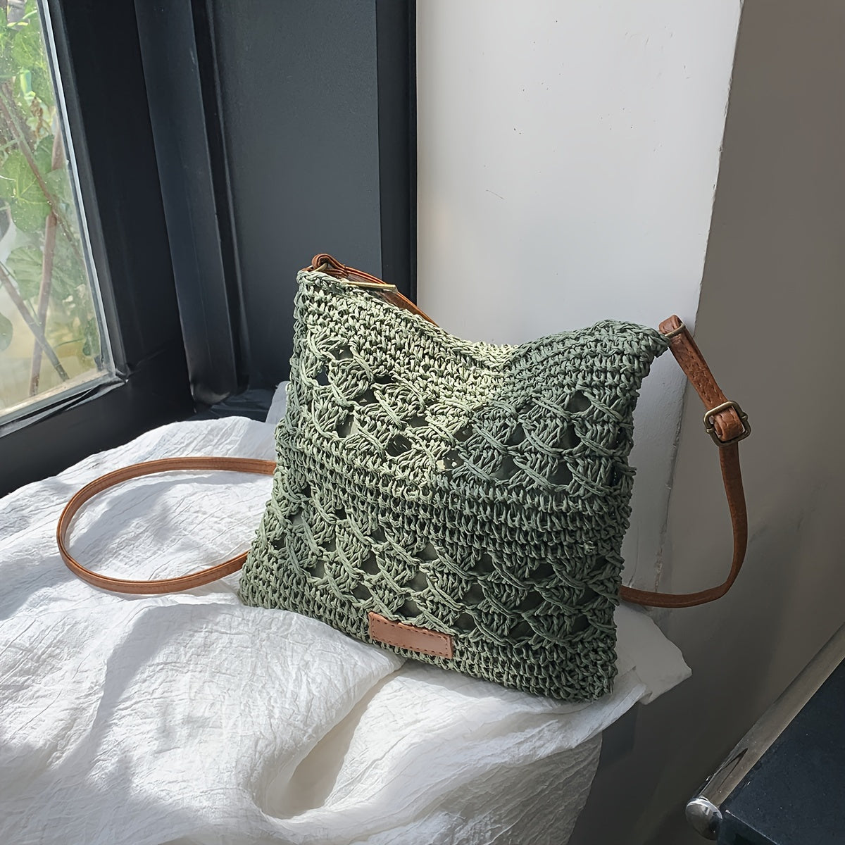 Sac à bandoulière en paille chic
