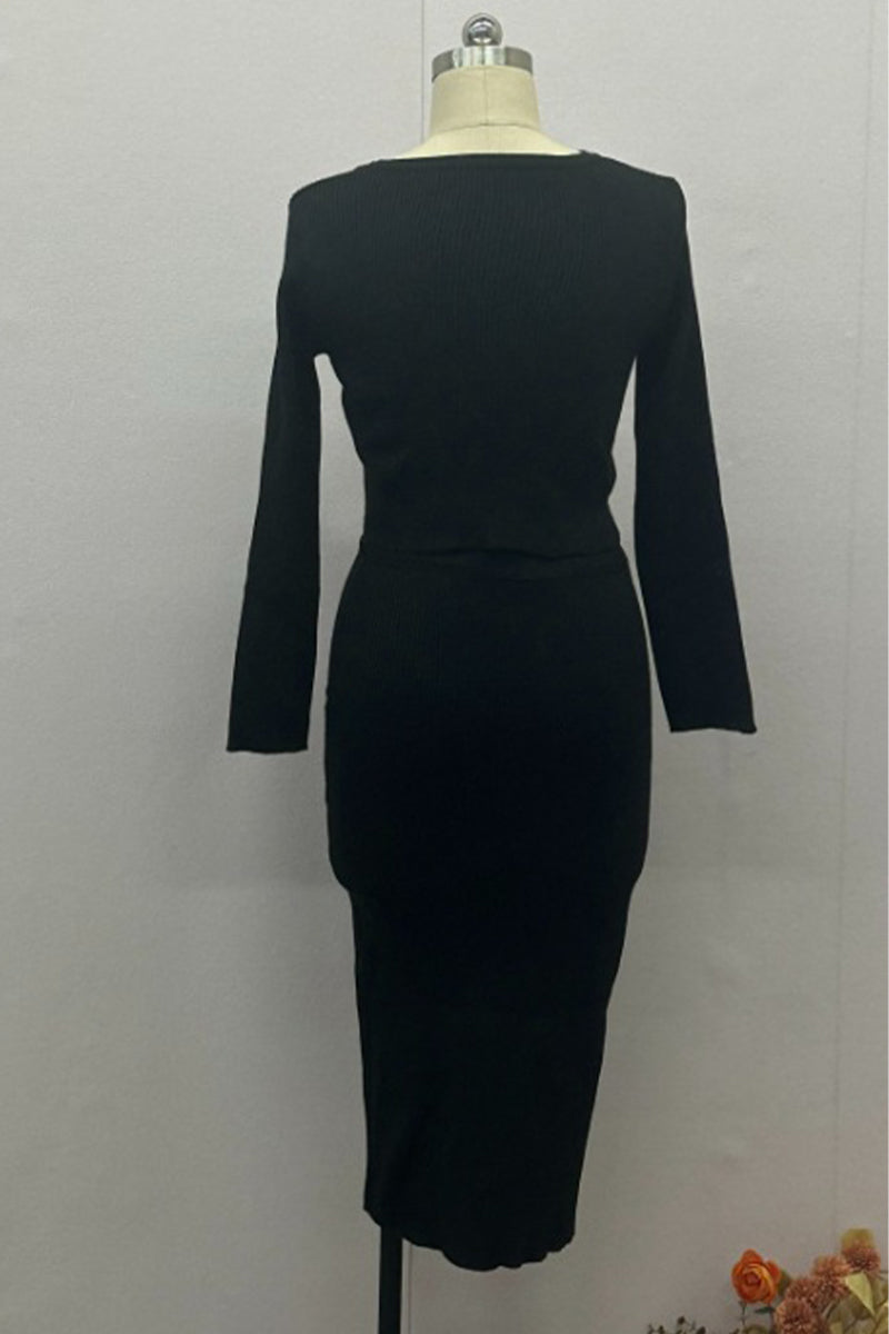 SEREN – ENSEMBLE DEUX PIÈCES ÉLÉGANT AVEC BOUCLE À COL ROND LONG SLEEVE