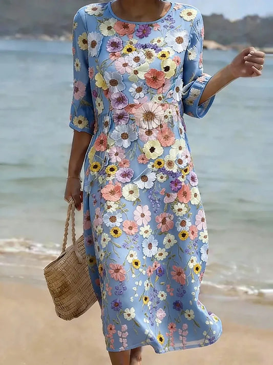 Robe Casual Femme avec Imprimé Floral.