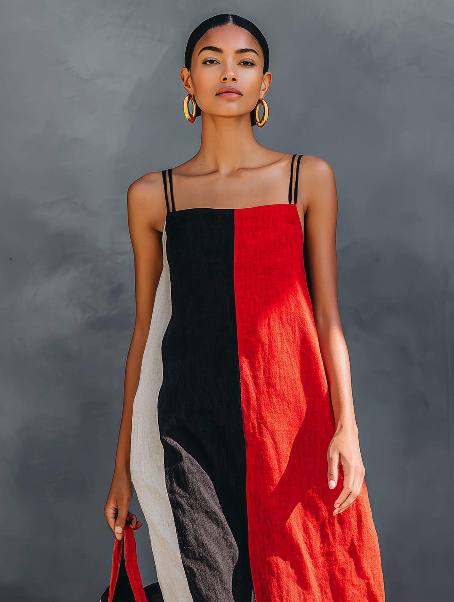 Robe Maxi Minimaliste Femme en Lin Mistoe avec Col Carré et Bretelles