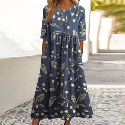Margaux - Robe midi élégante avec broderie florale