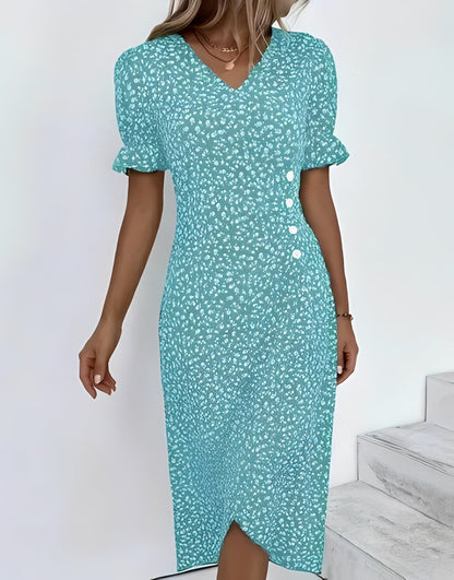 Rachael - Robe enveloppante décontractée avec imprimé floral pour femmes