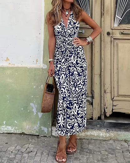 Robe maxi imprimée à fines bretelles. Légère et féminine