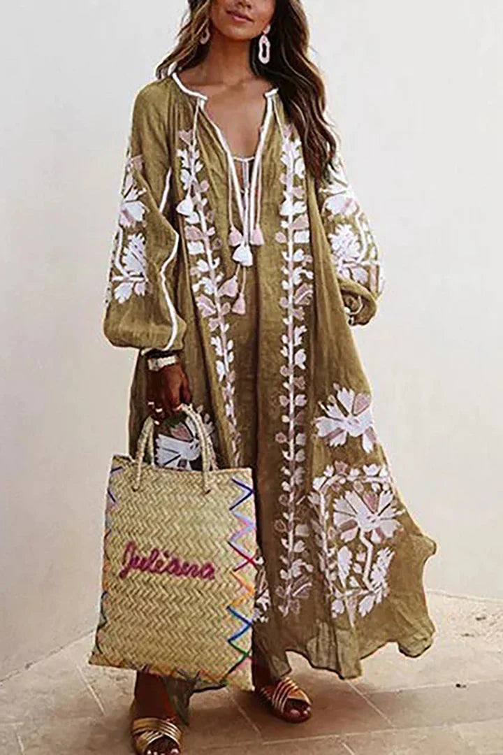 Nelia - Robe Bohémienne Florale Été Aérée