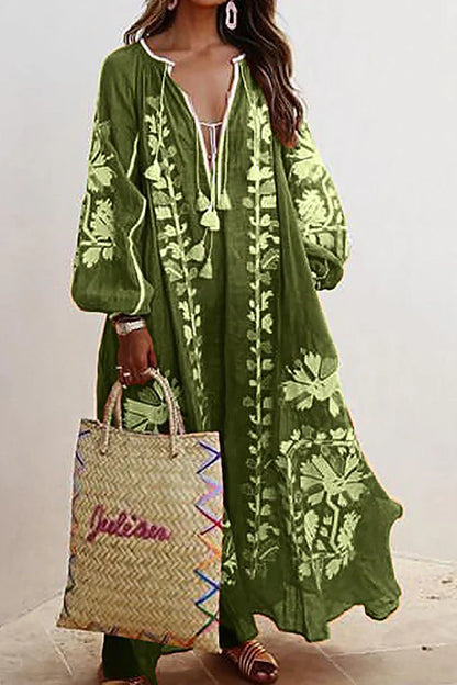 Nelia - Robe Bohémienne Florale Été Aérée
