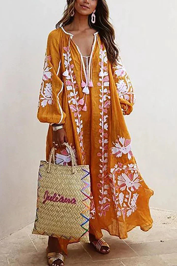 Nelia - Robe Bohémienne Florale Été Aérée