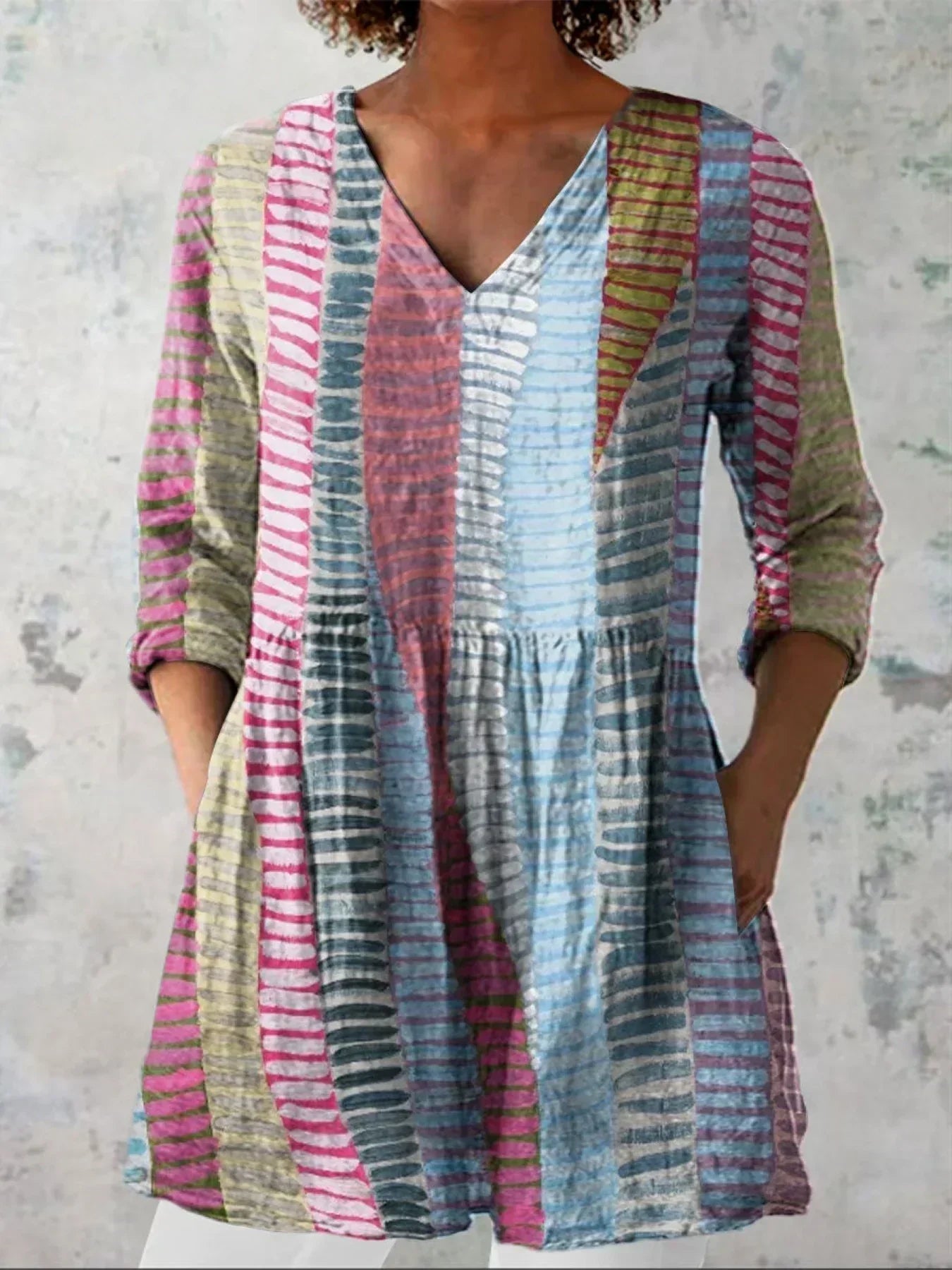 Eleanor | Chemise V-Cou à Blocs de Couleur