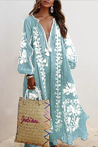 Nelia - Robe Bohémienne Florale Été Aérée