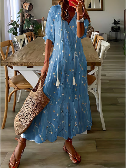 Domitille - Robe élégante à col en V décontractée pour femme