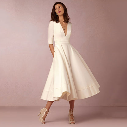 Fayei - Robe élégante à col en V pour femmes