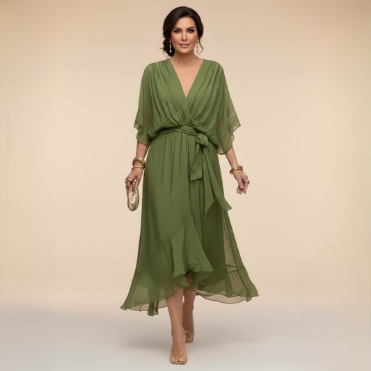 MARTA™ | ROBE EN CHIFFON AVEC DÉCOLLETÉ EN V