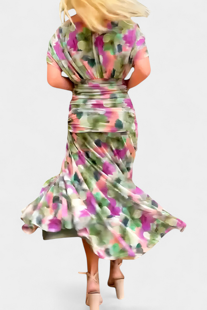 VIVIAN | ROBE LONGUE À FLEURS AVEC ENCOLURE EN V