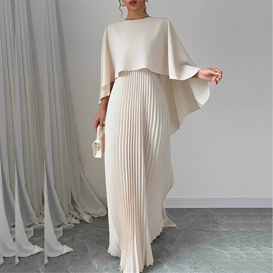 Marilou - Robe élégante avec cape plissée pour femmes