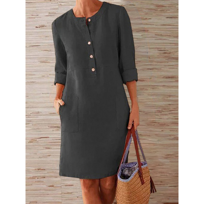 Octavia - Robe unie en coton et lin