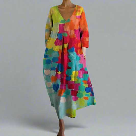 Lumi | Élégant Robe Maxi Florale Abstraite