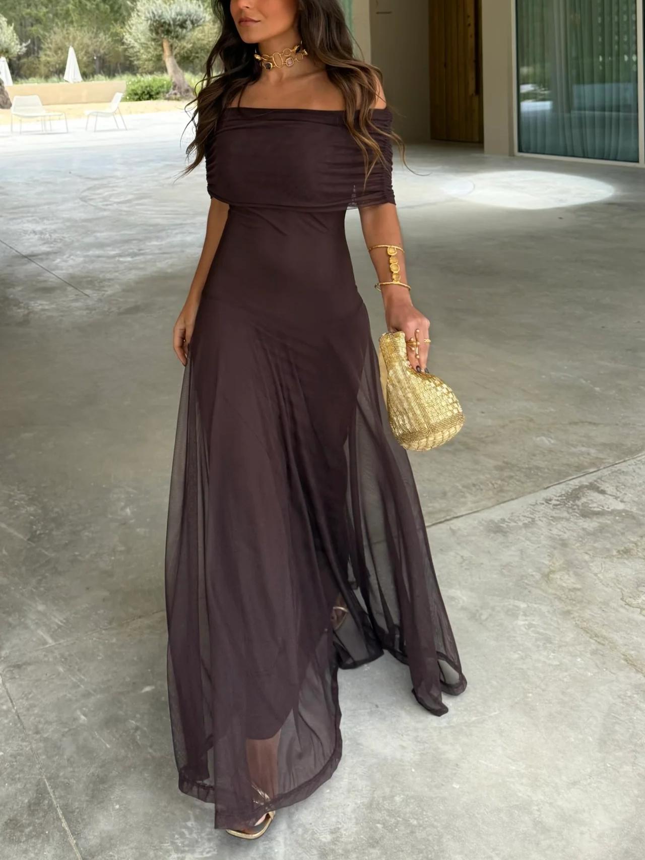 JAYLA - ROBE ASYMÉTRIQUE EN MESH À UNE ÉPAULE