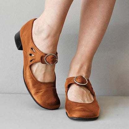 Beatrice – Sandales en cuir à talon compensé avec boucle ajustable orthopédique