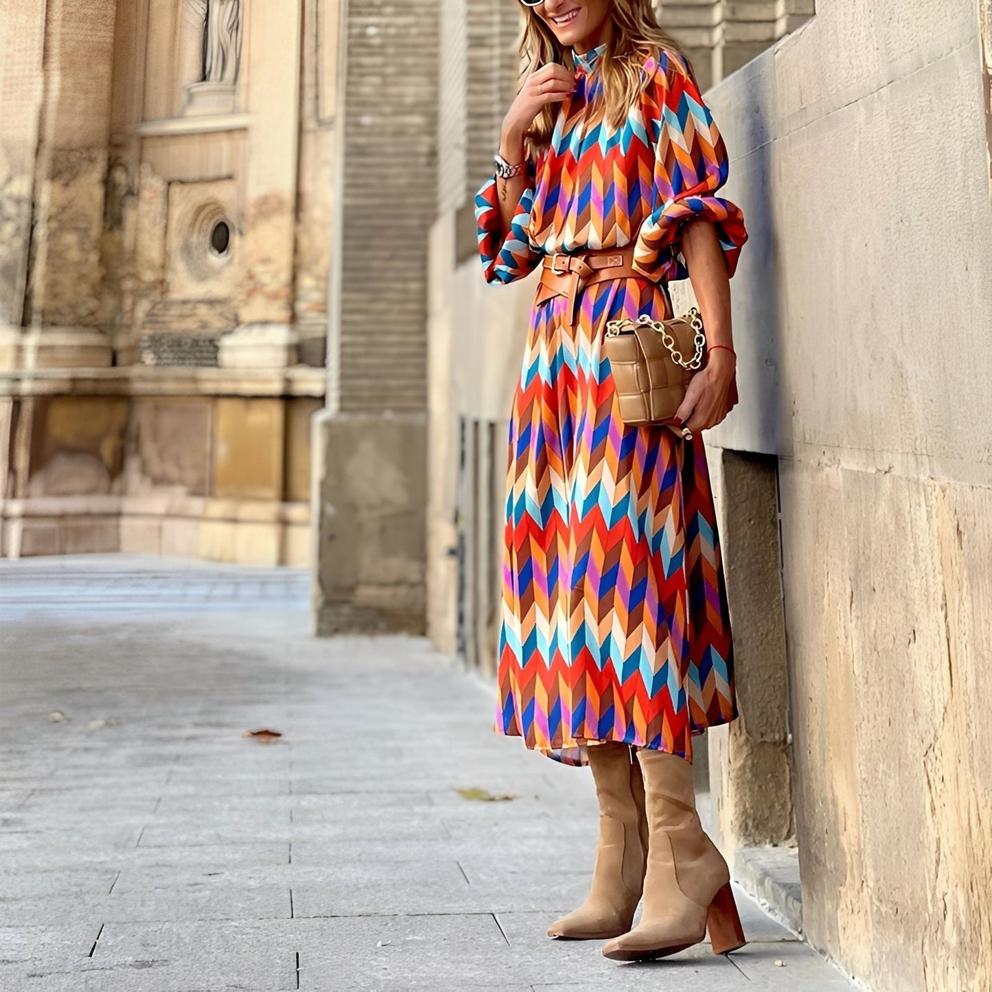 Sandra - Robe midi colorée pour femmes