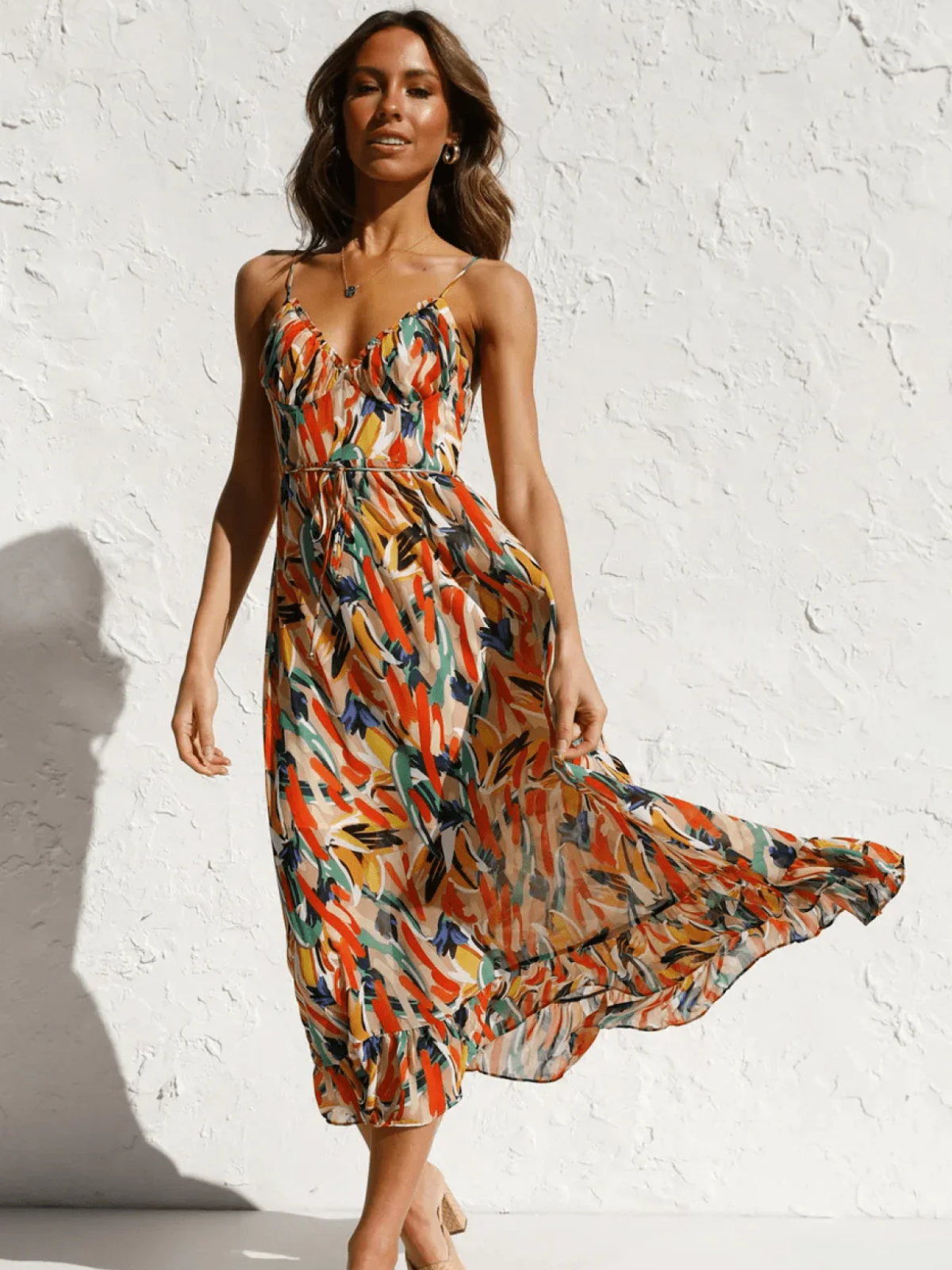 Chiara - Robe Midi Colorée Femme | Élégance Estivale