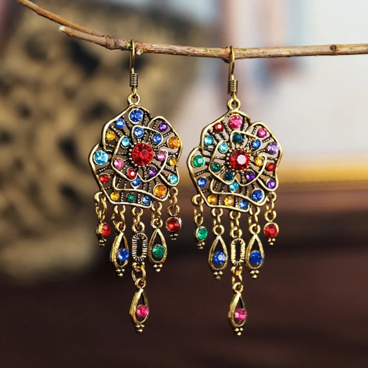 Boucles d'oreilles vintage mandala colorées