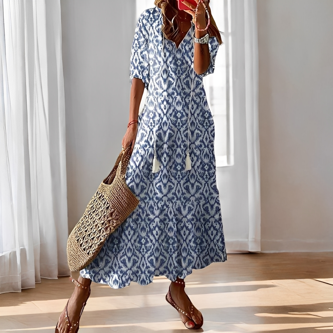 Alica - Robe décontractée ample avec col en V pour femmes