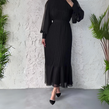 Robe de Soirée Élégante Automnale avec Détails en Tulle