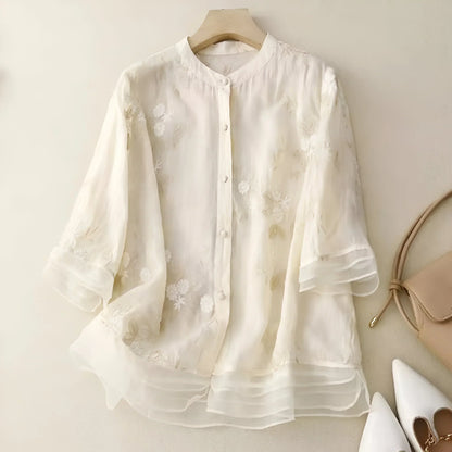 Carmelita – Blouse Transparente Brodée