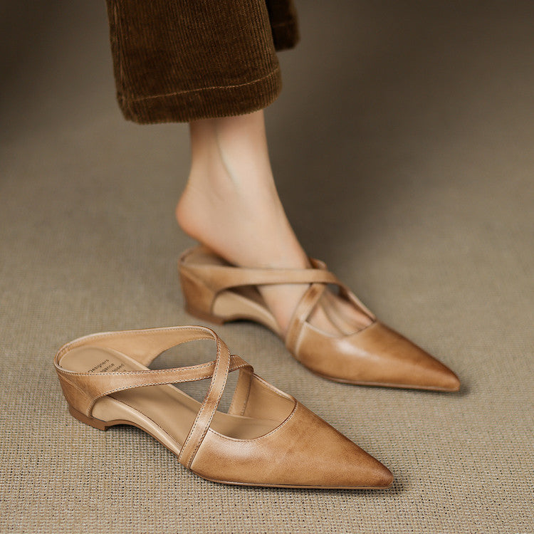 Hannah - Mules décontractées en cuir lavé pour femme