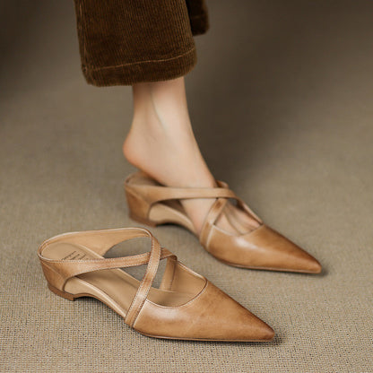 Hannah - Mules décontractées en cuir lavé pour femme