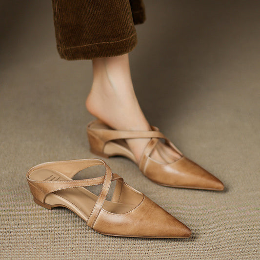 Hannah - Mules décontractées en cuir lavé pour femme