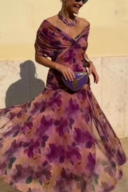 Louise | Robe Maxi Élégante de Fête avec Col en V