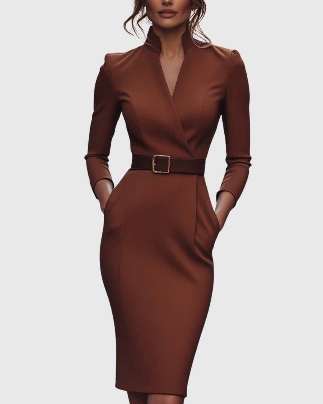 Lara – Robe Midi Chic avec Col Croisé