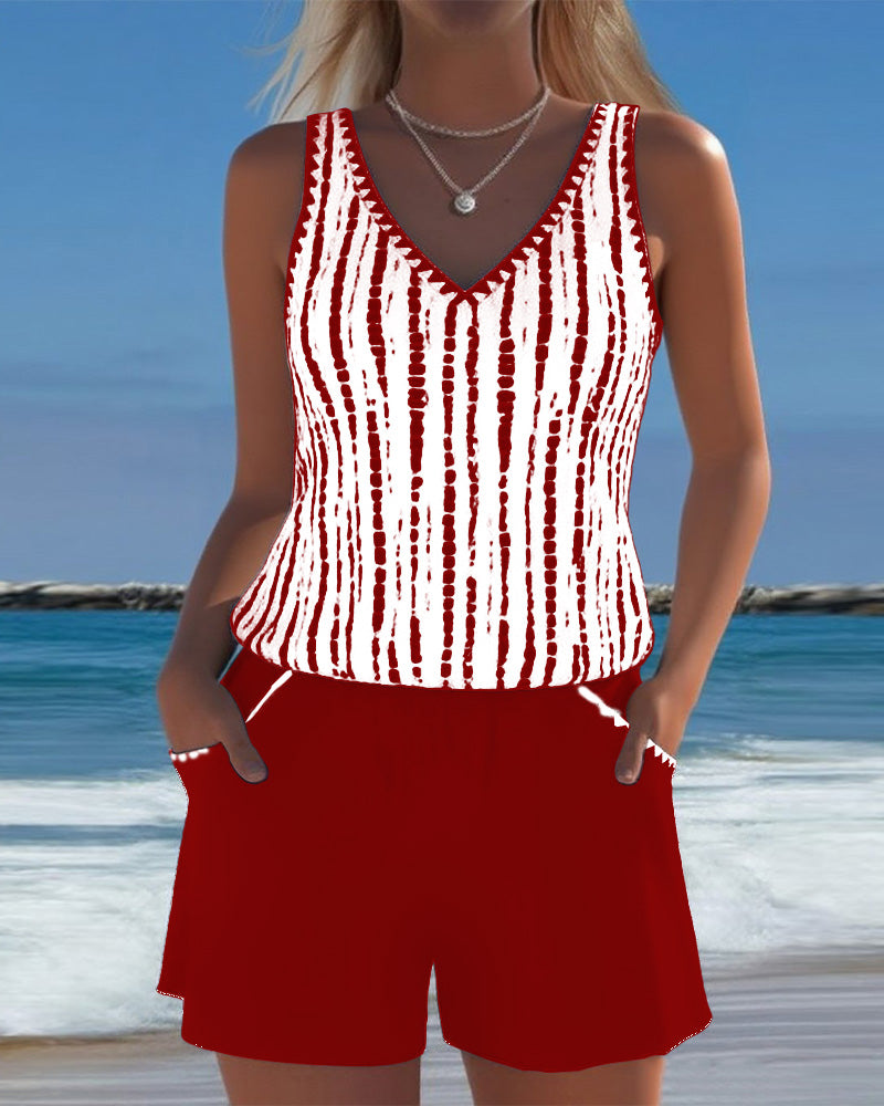 Leslie - Ensemble de Tankini et Pantalons Courts Décontractés